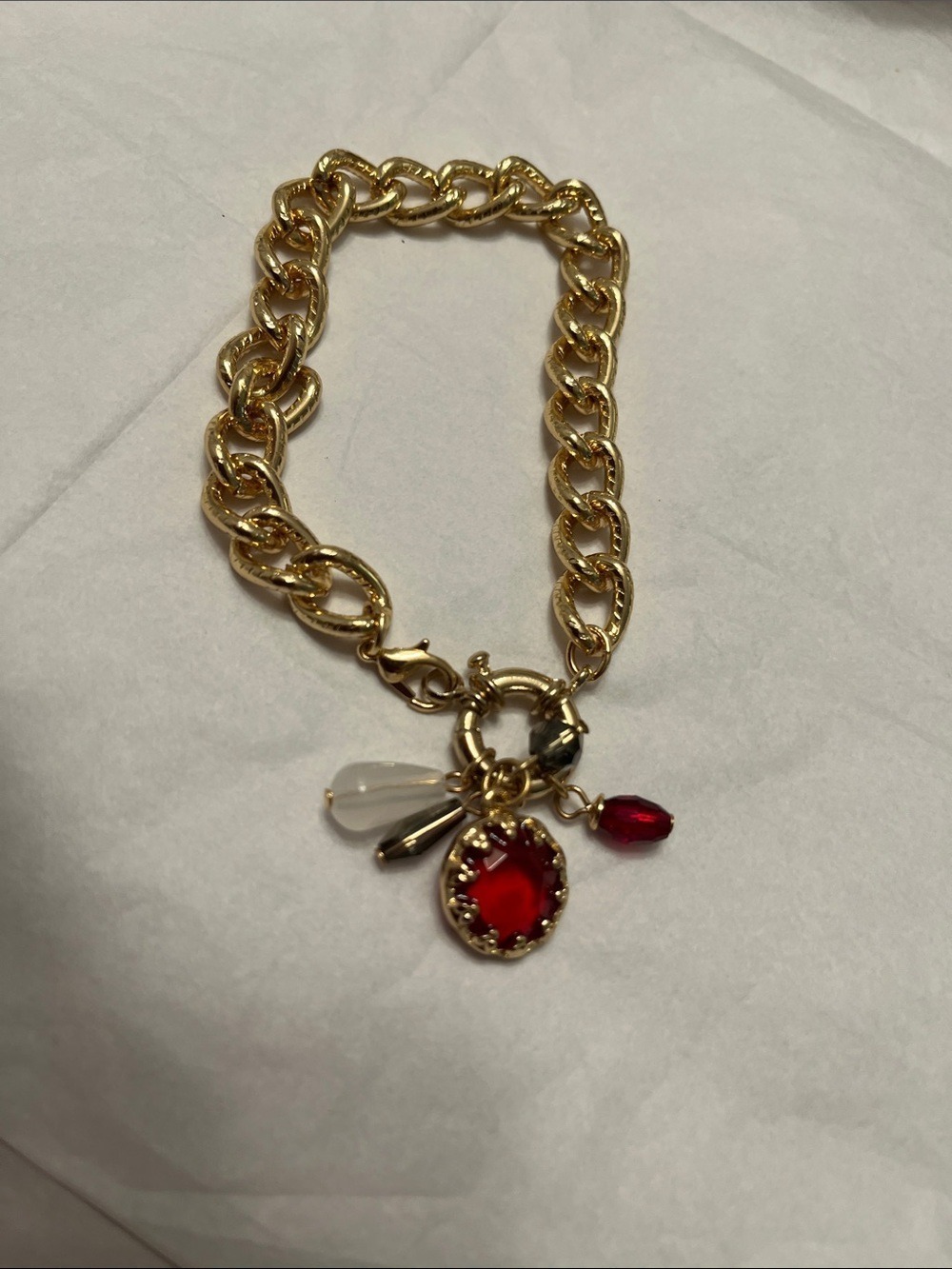 😍CLEARANCE - B72 JOE FRESH Goldtone Chain Crystals Bracelet 2-Pack - Picture 4 of 8